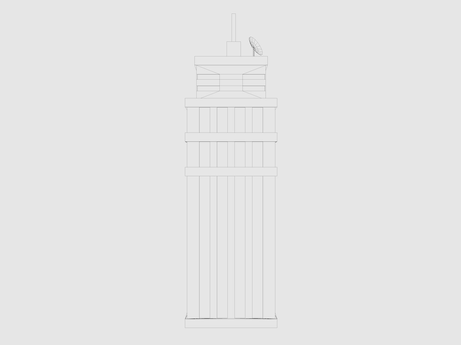 Cartoon skyscraper building 1 low poly Low-poly 3D model_6