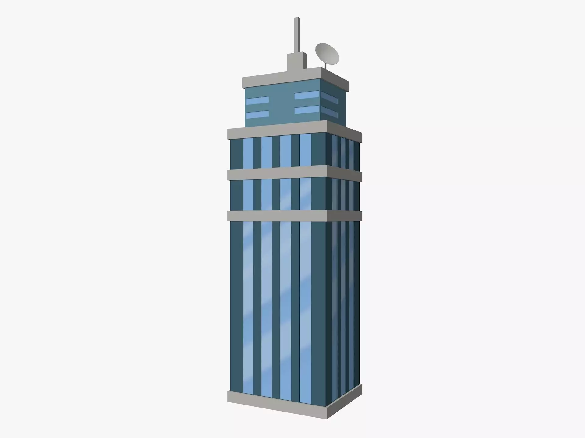 Cartoon skyscraper building 1 low poly Low-poly 3D model_0