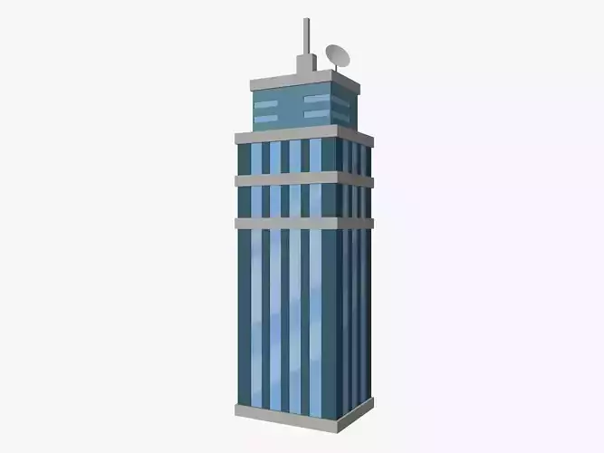 Cartoon skyscraper building 1 low poly Low-poly 3D model