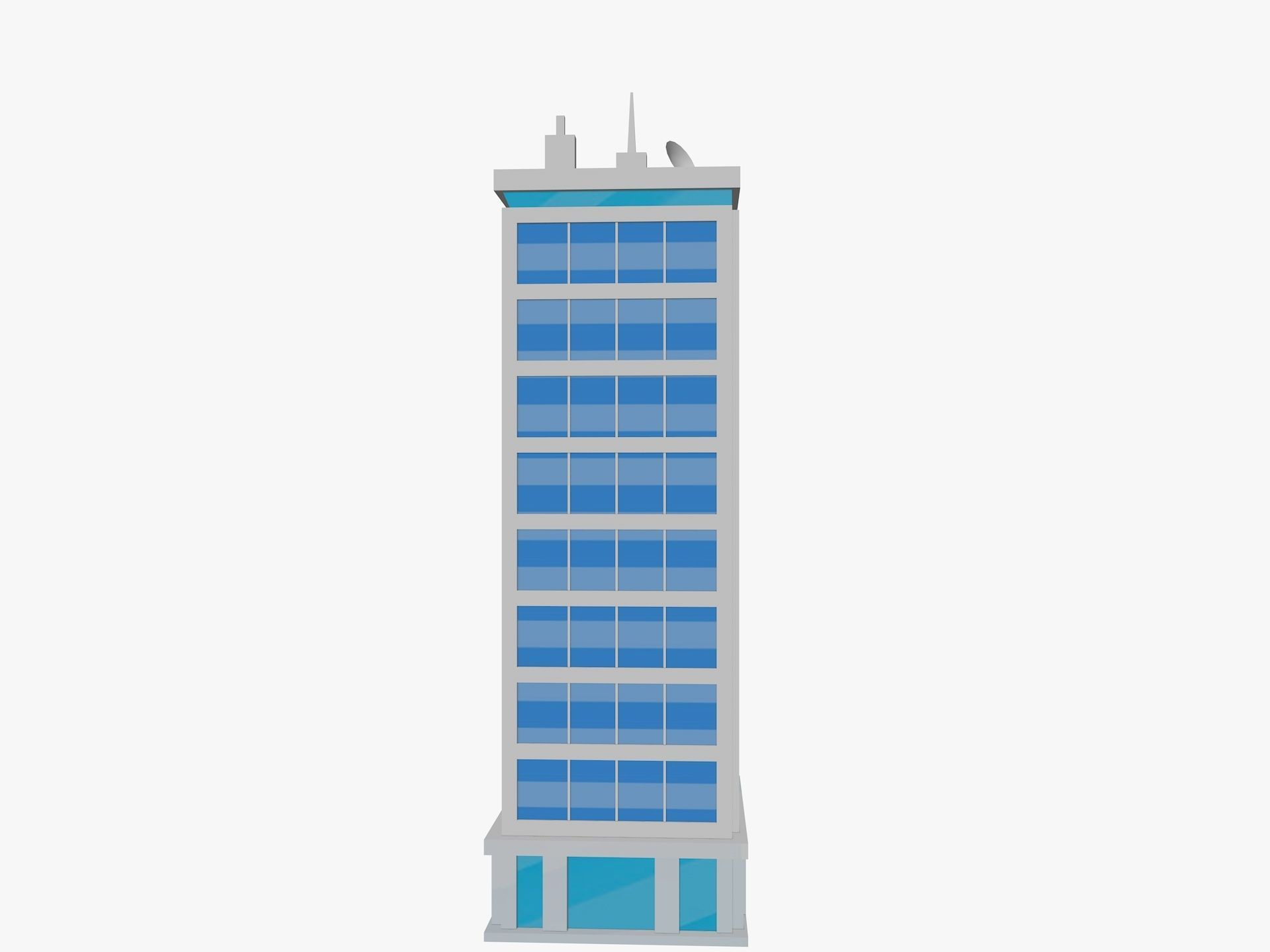 Cartoon skyscraper building 2 Low-poly 3D model_1