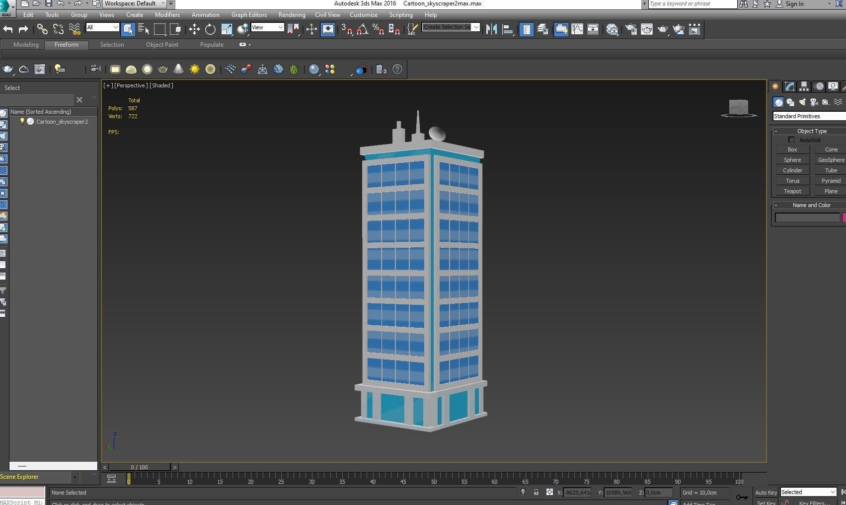 Cartoon skyscraper building 2 Low-poly 3D model_10