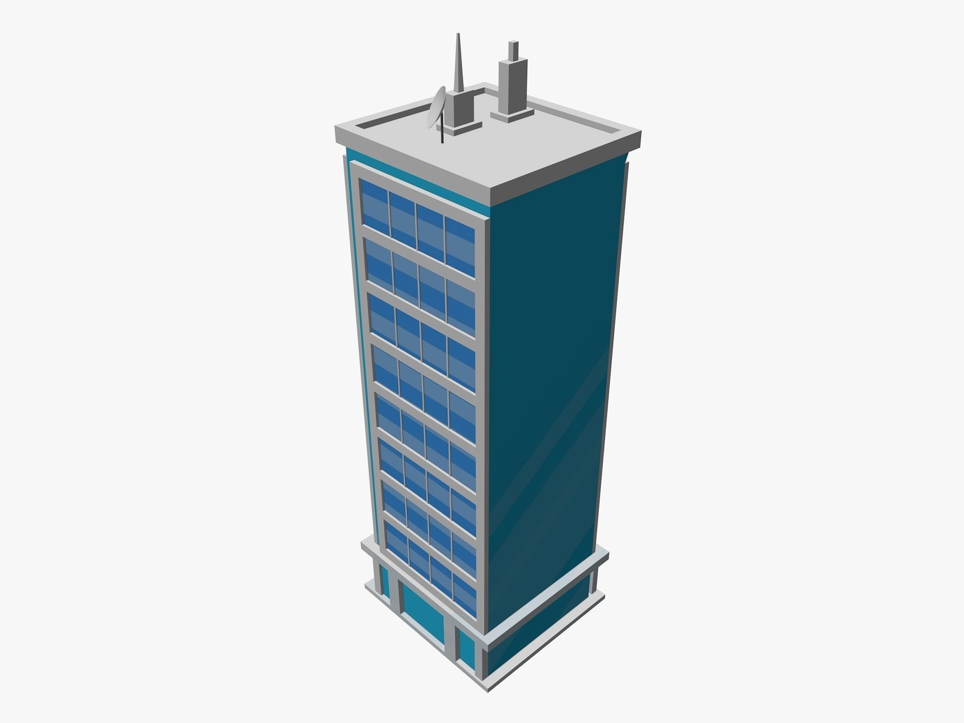 Cartoon skyscraper building 2 Low-poly 3D model_4