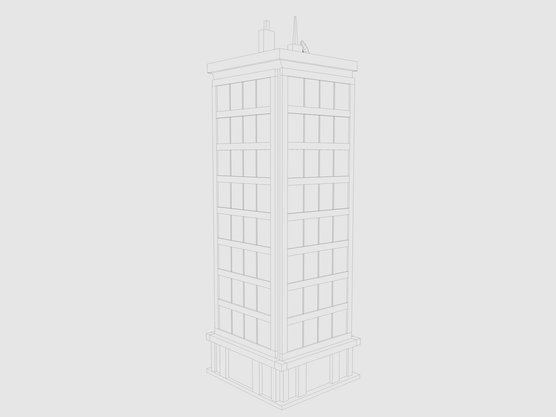 Cartoon skyscraper building 2 Low-poly 3D model_8