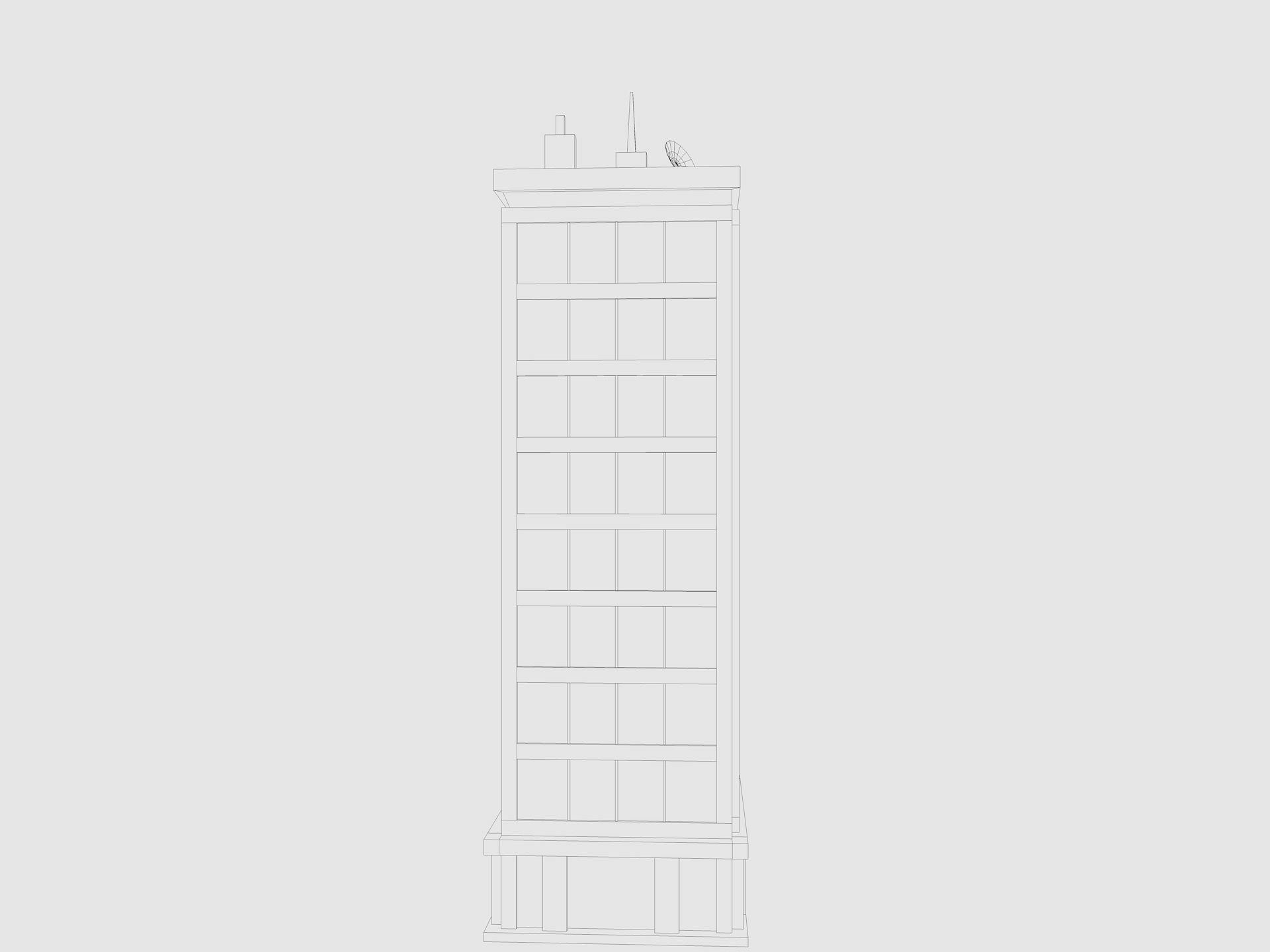 Cartoon skyscraper building 2 Low-poly 3D model_5
