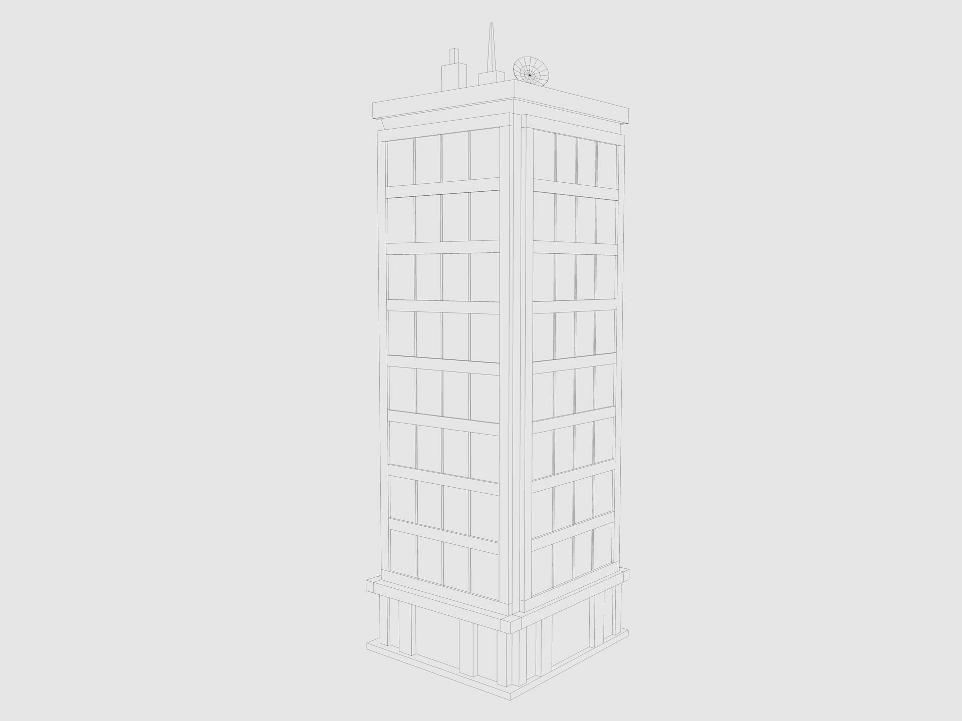 Cartoon skyscraper building 2 Low-poly 3D model_6
