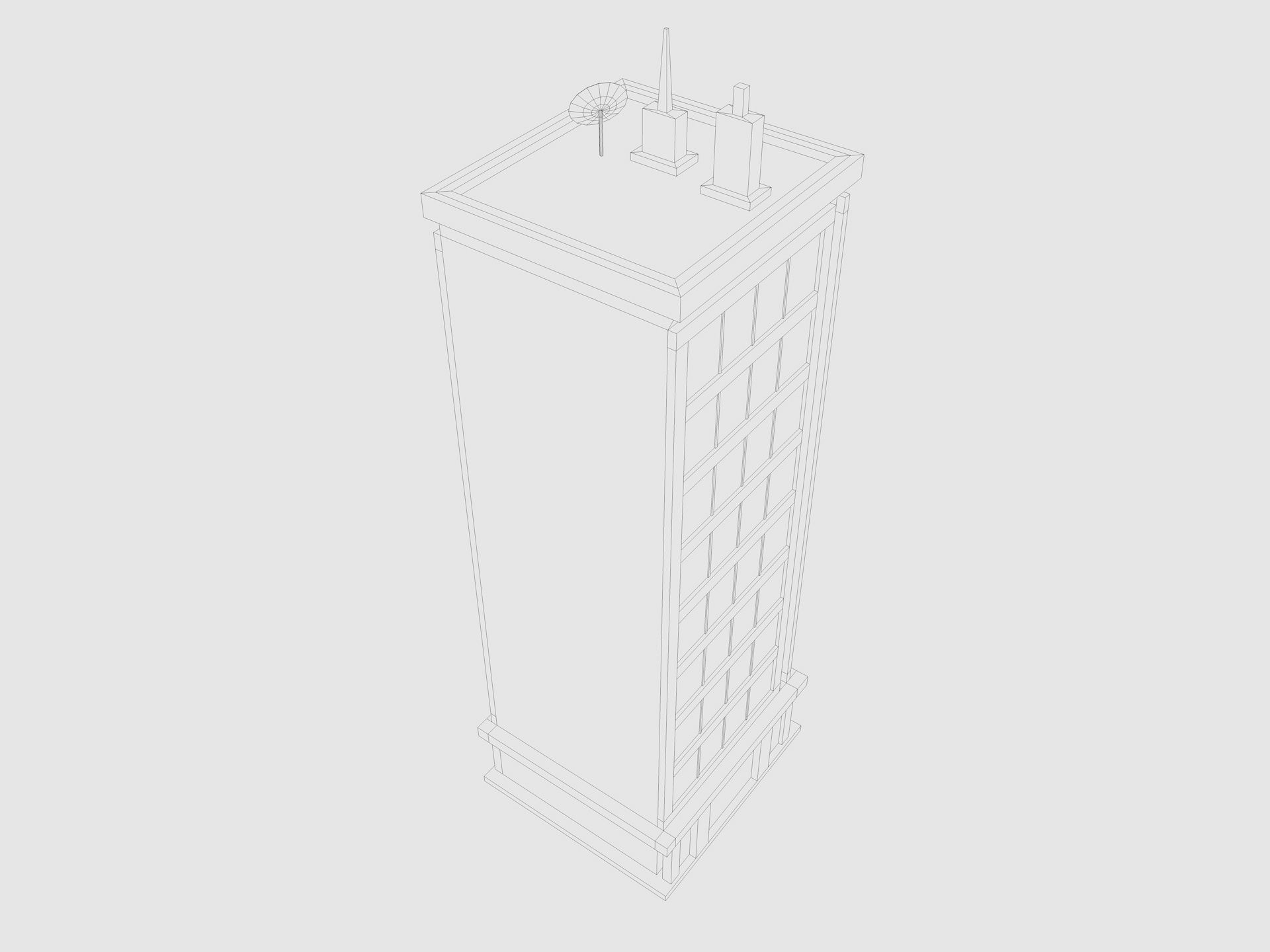 Cartoon skyscraper building 2 Low-poly 3D model_9