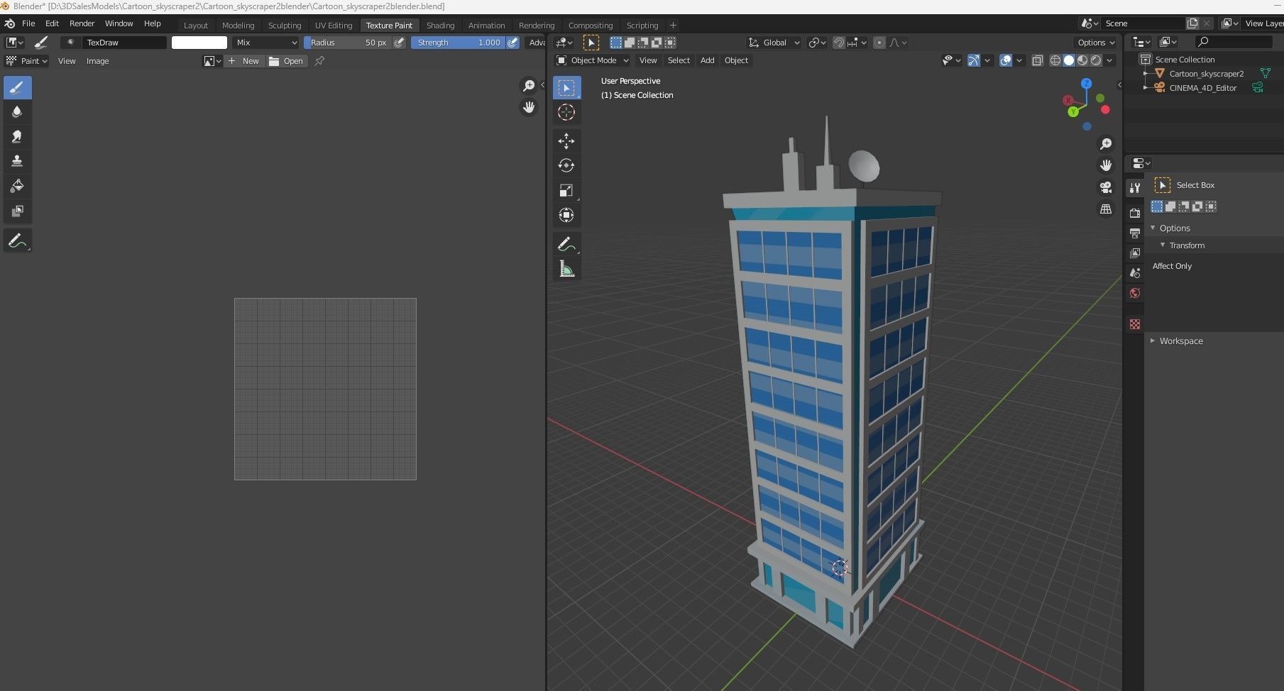 Cartoon skyscraper building 2 Low-poly 3D model_12