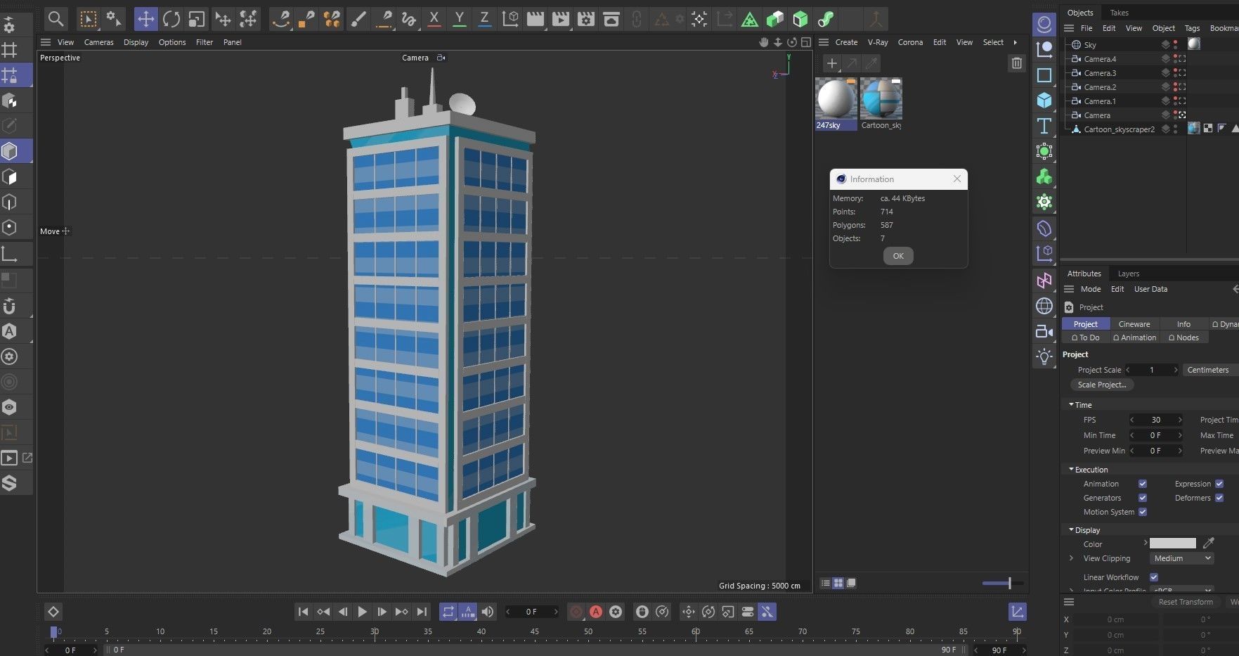 Cartoon skyscraper building 2 Low-poly 3D model_11