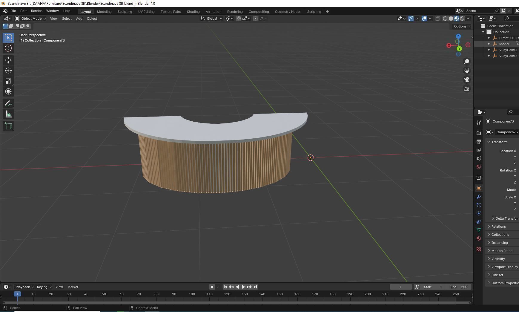 Scandinavian Reception desk 8 feet Low-poly 3D model_6