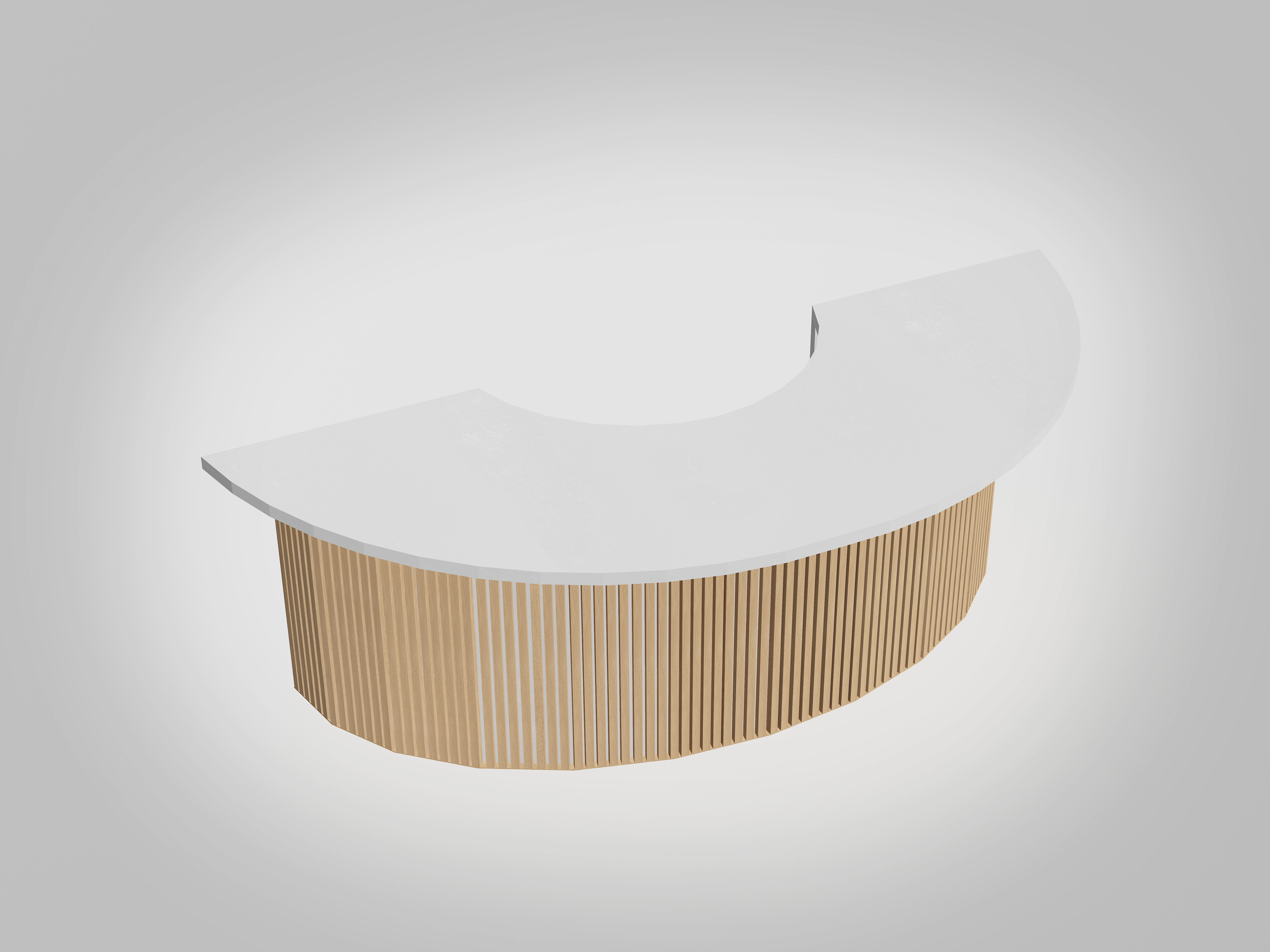 Scandinavian Reception desk 8 feet Low-poly 3D model_4