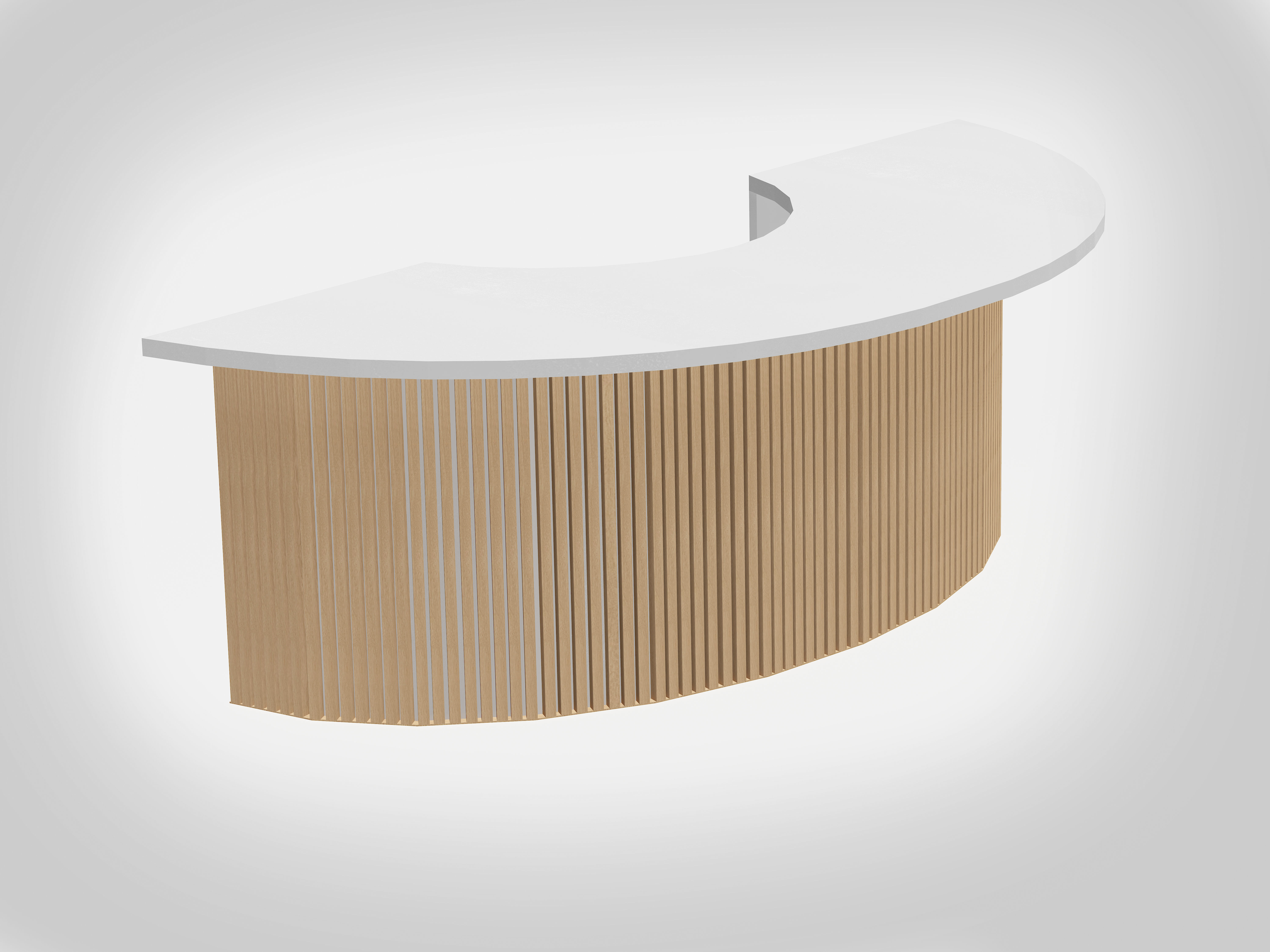 Scandinavian Reception desk 8 feet Low-poly 3D model_1