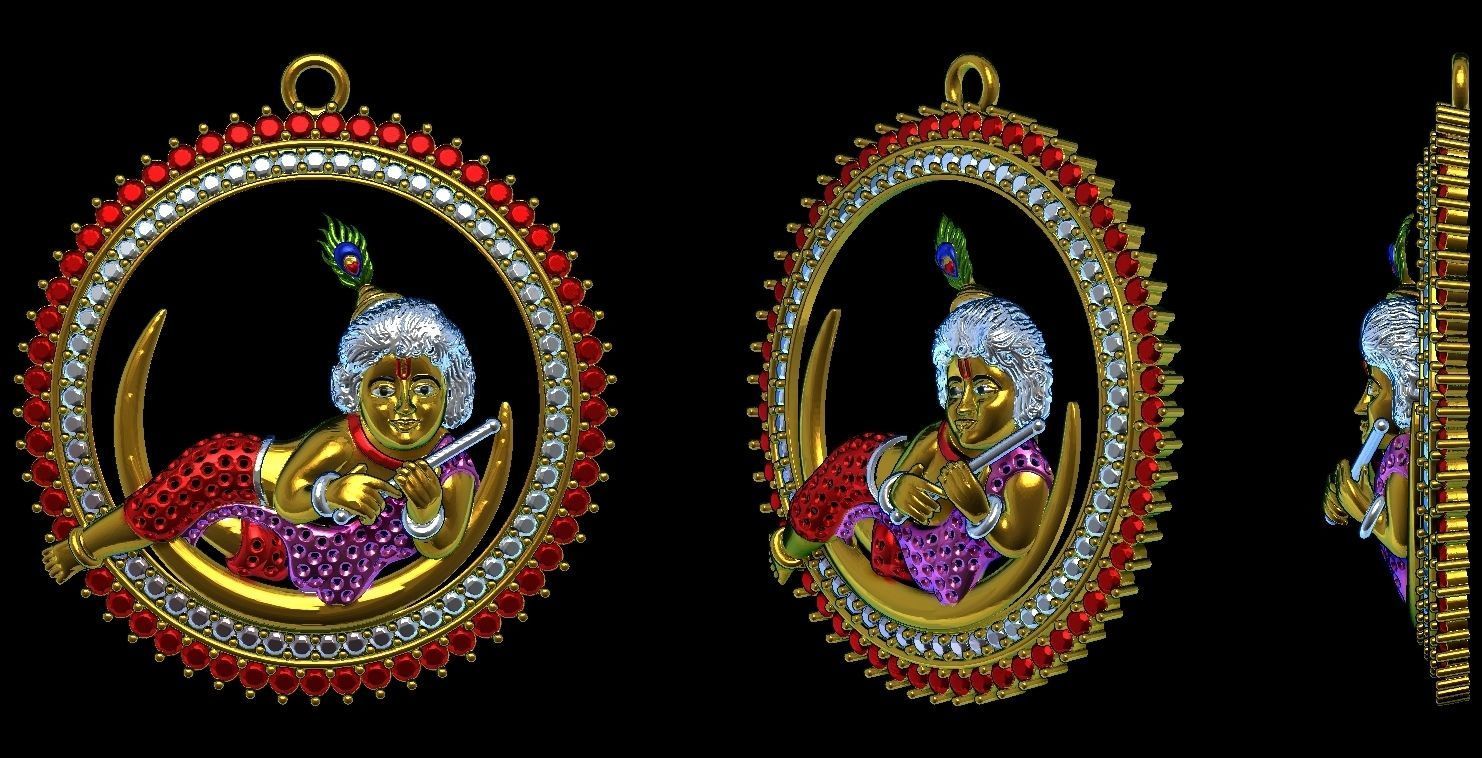KRISHNA PENDANT 3D print model_1