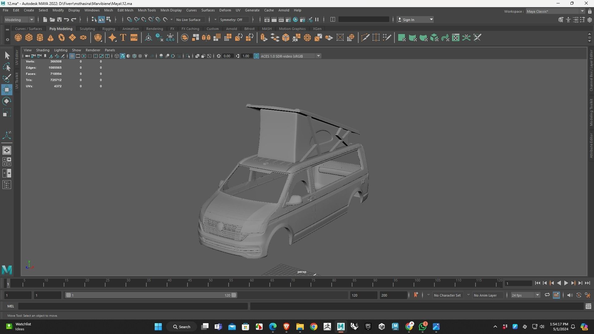 Volkswagen California T5 LWB RC 3D Model Printing ready 3D print model_6