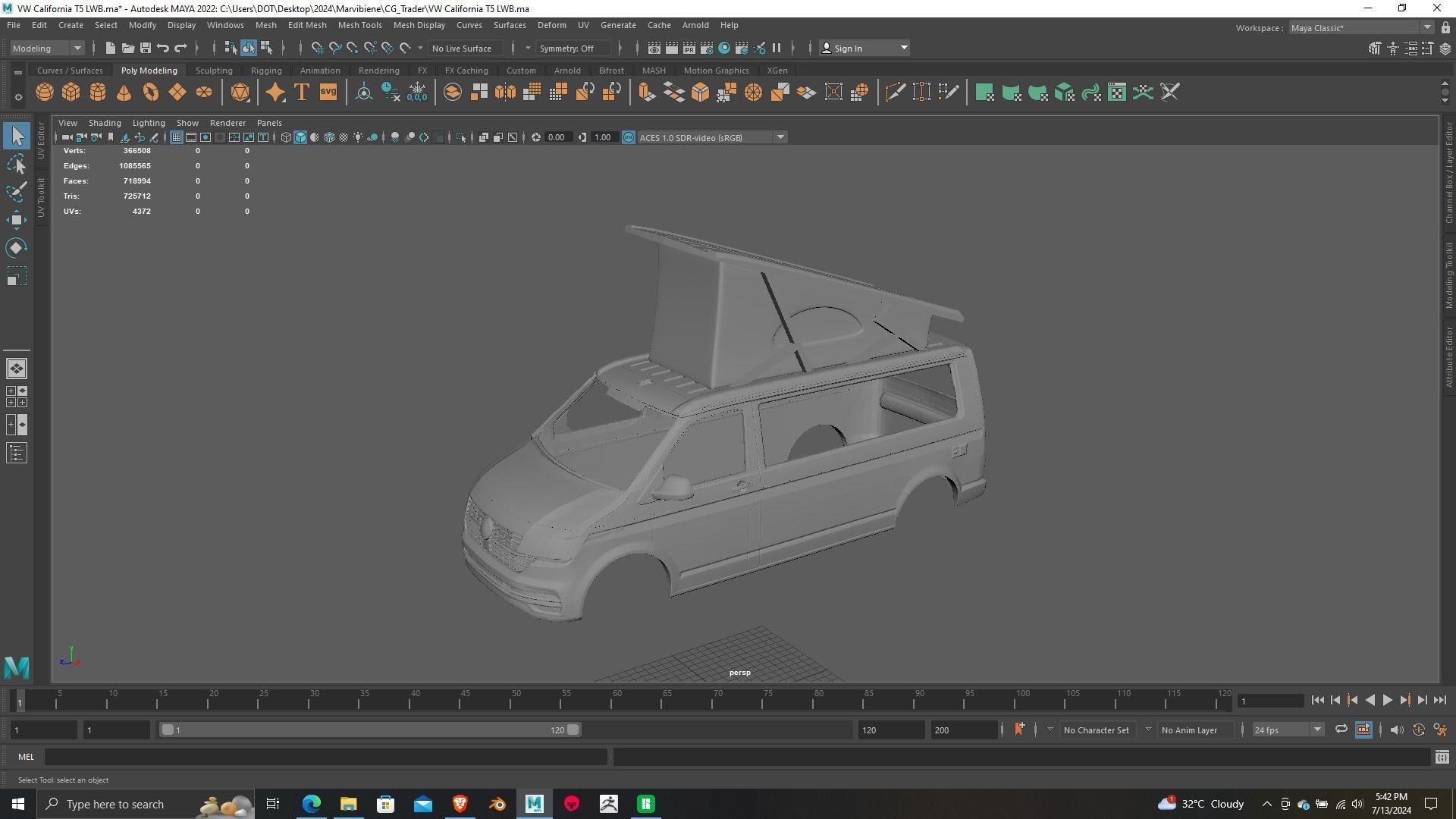 Volkswagen California T5 LWB RC 3D Model Printing ready 3D print model_2