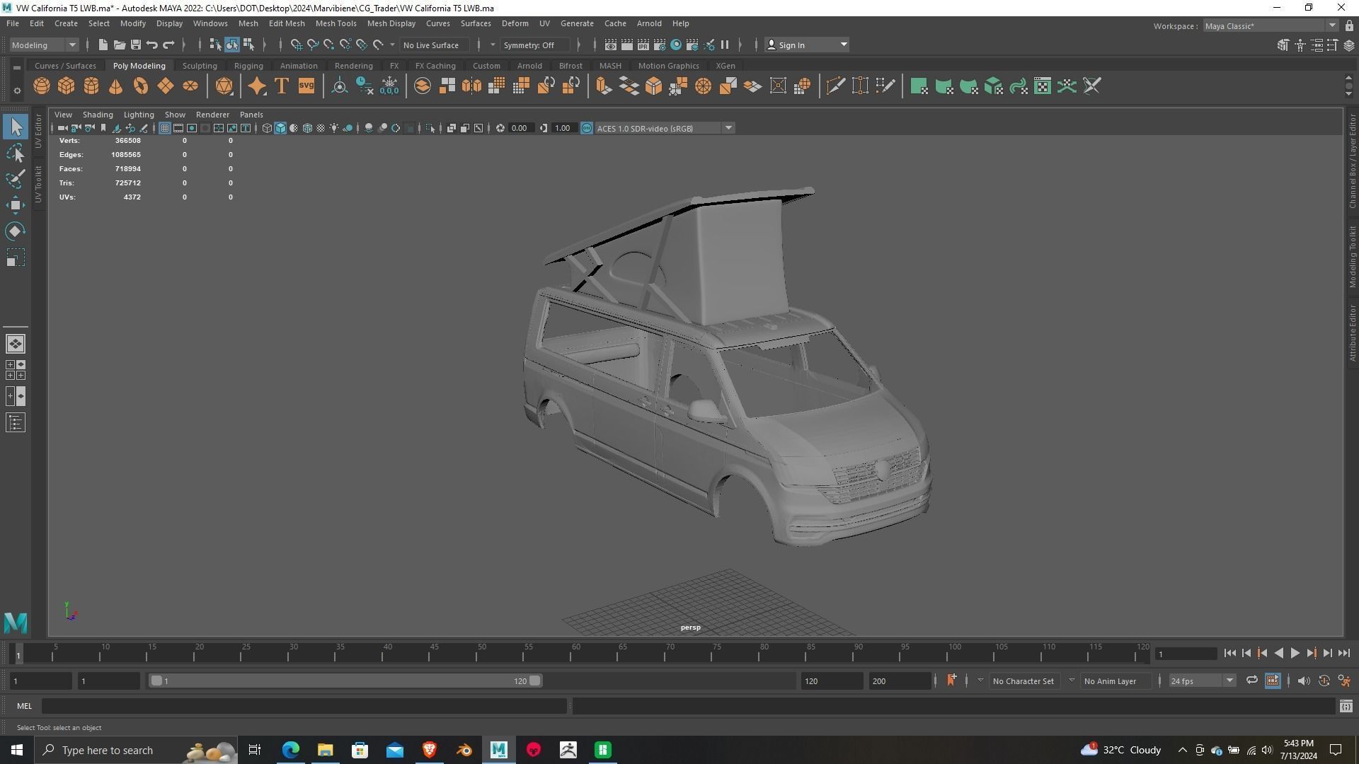 Volkswagen California T5 LWB RC 3D Model Printing ready 3D print model_9