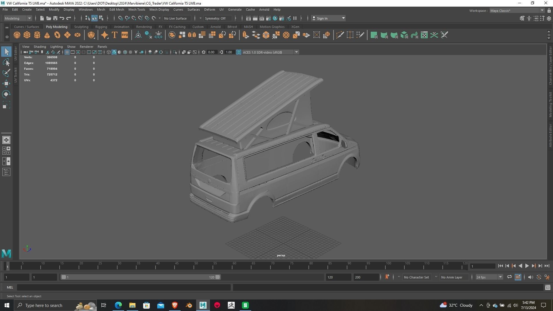Volkswagen California T5 LWB RC 3D Model Printing ready 3D print model_8