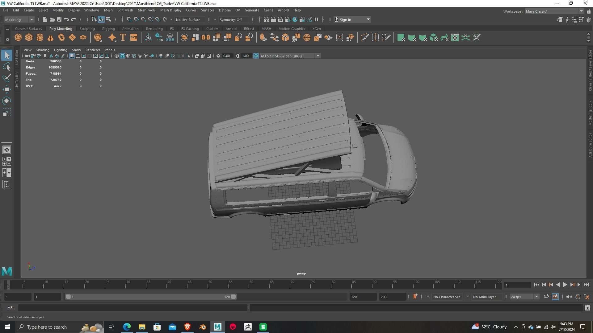 Volkswagen California T5 LWB RC 3D Model Printing ready 3D print model_7