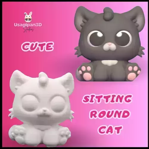 Cute Sitting Round Cat