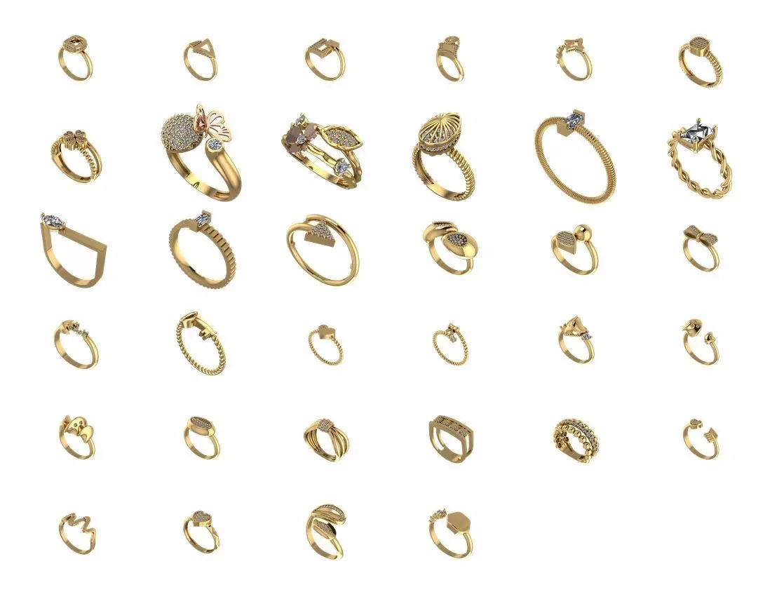 Hollow Rings Pack - 100 Models 3D print model_0