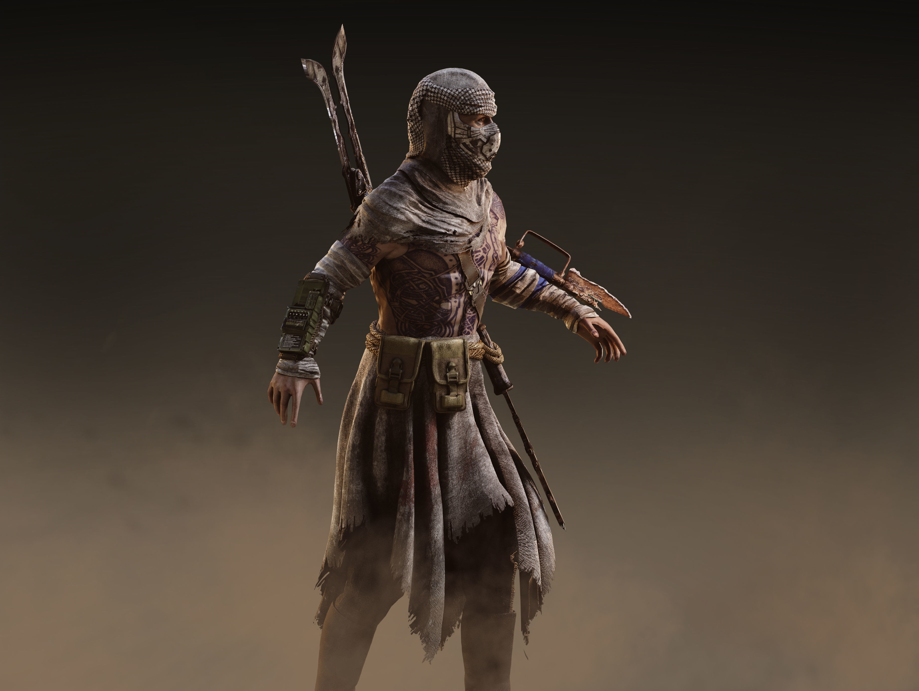 Post Apocalyptic Man Low-poly 3D model_7