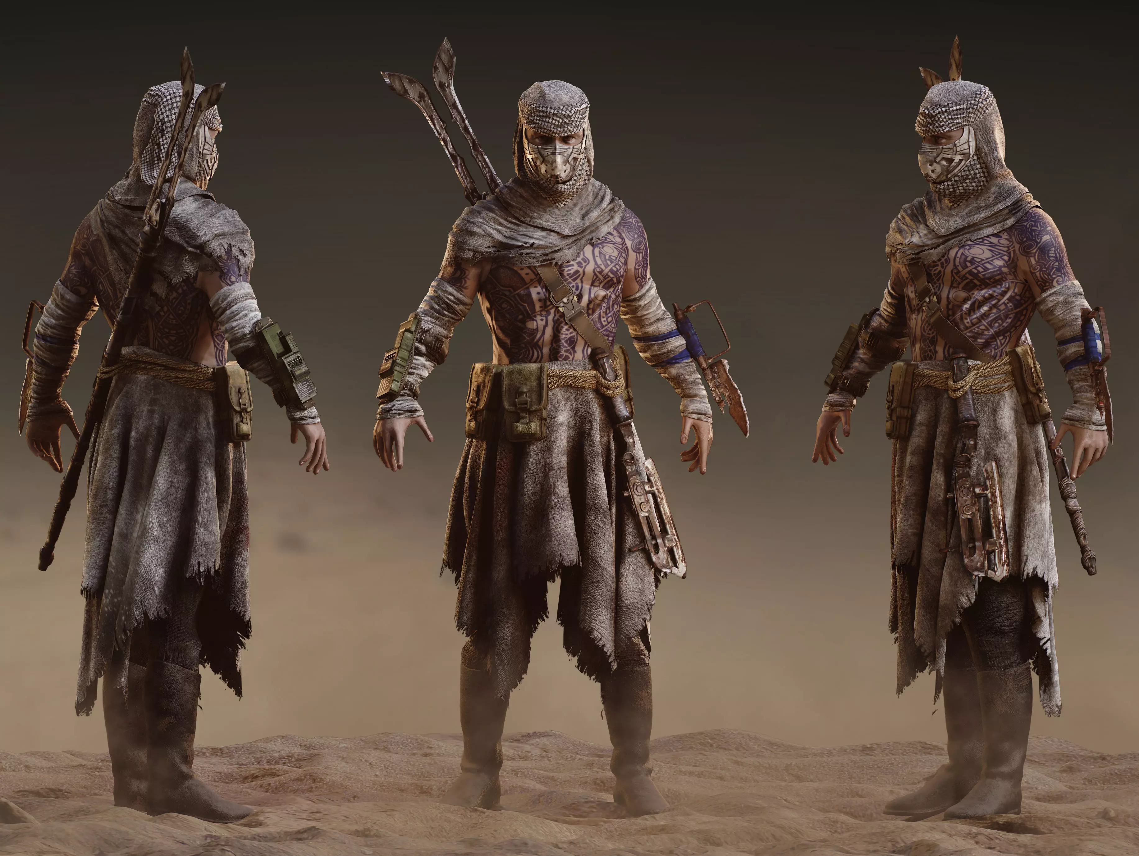 Post Apocalyptic Man Low-poly 3D model_0