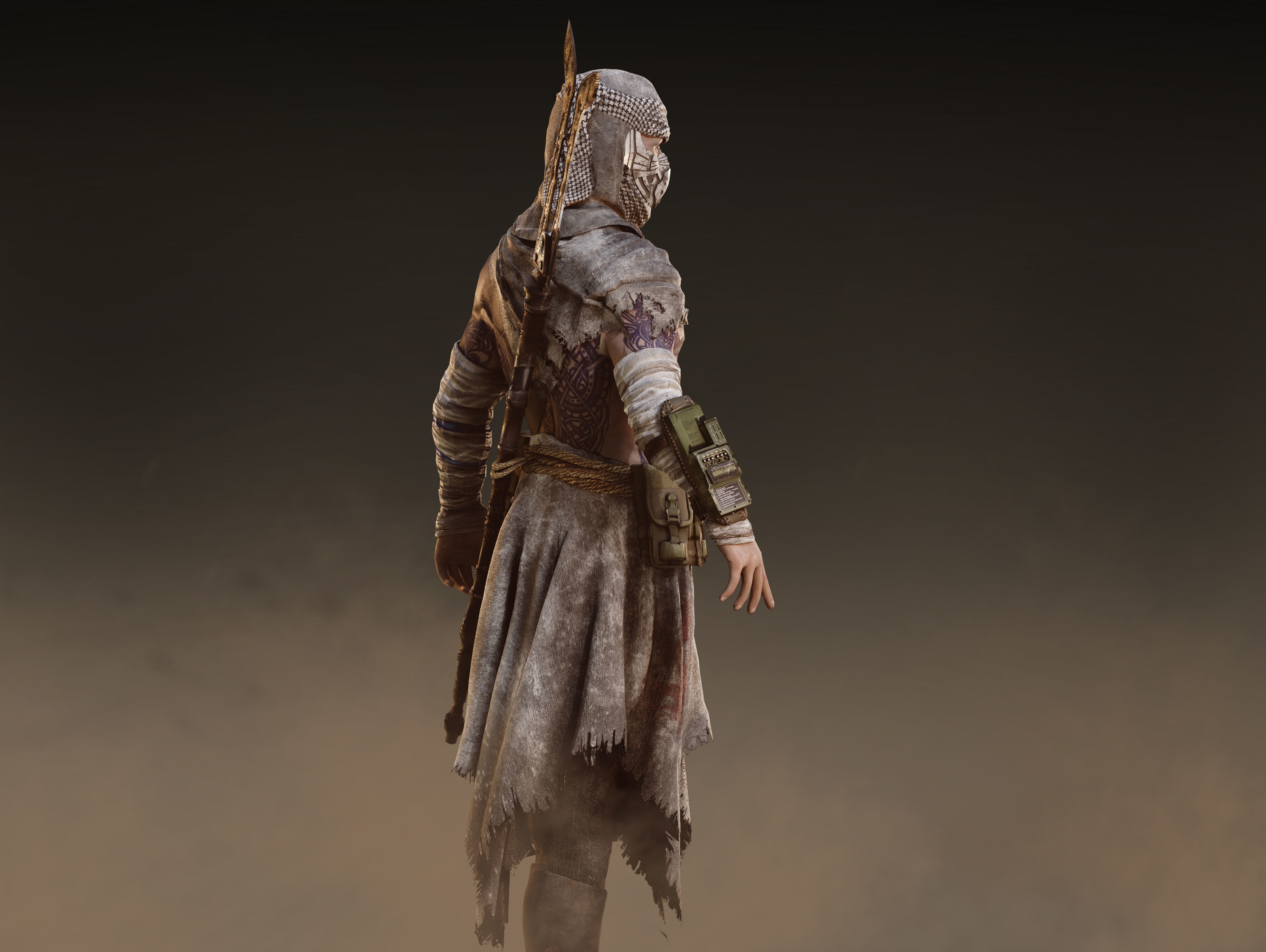 Post Apocalyptic Man Low-poly 3D model_6