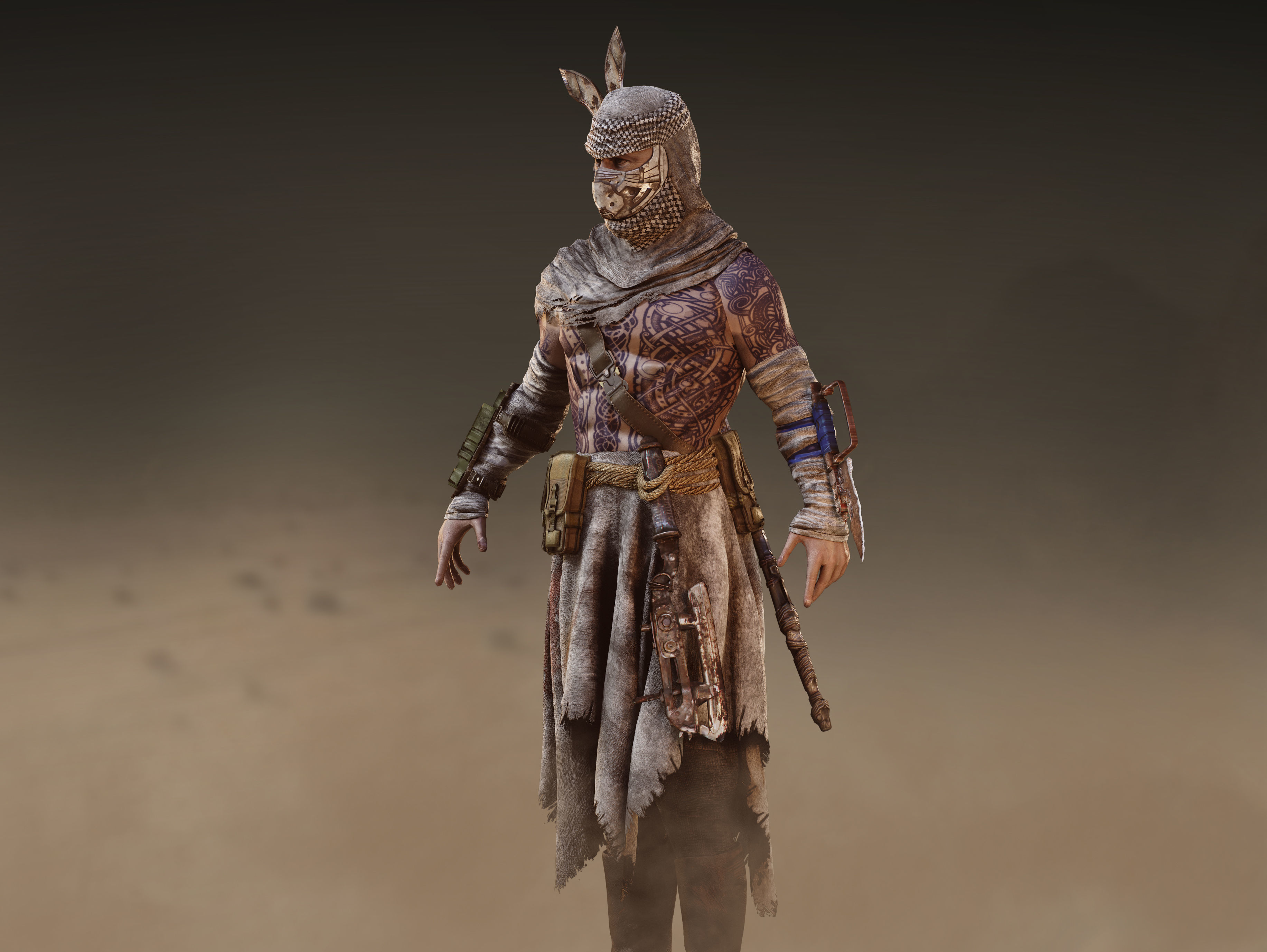 Post Apocalyptic Man Low-poly 3D model_3