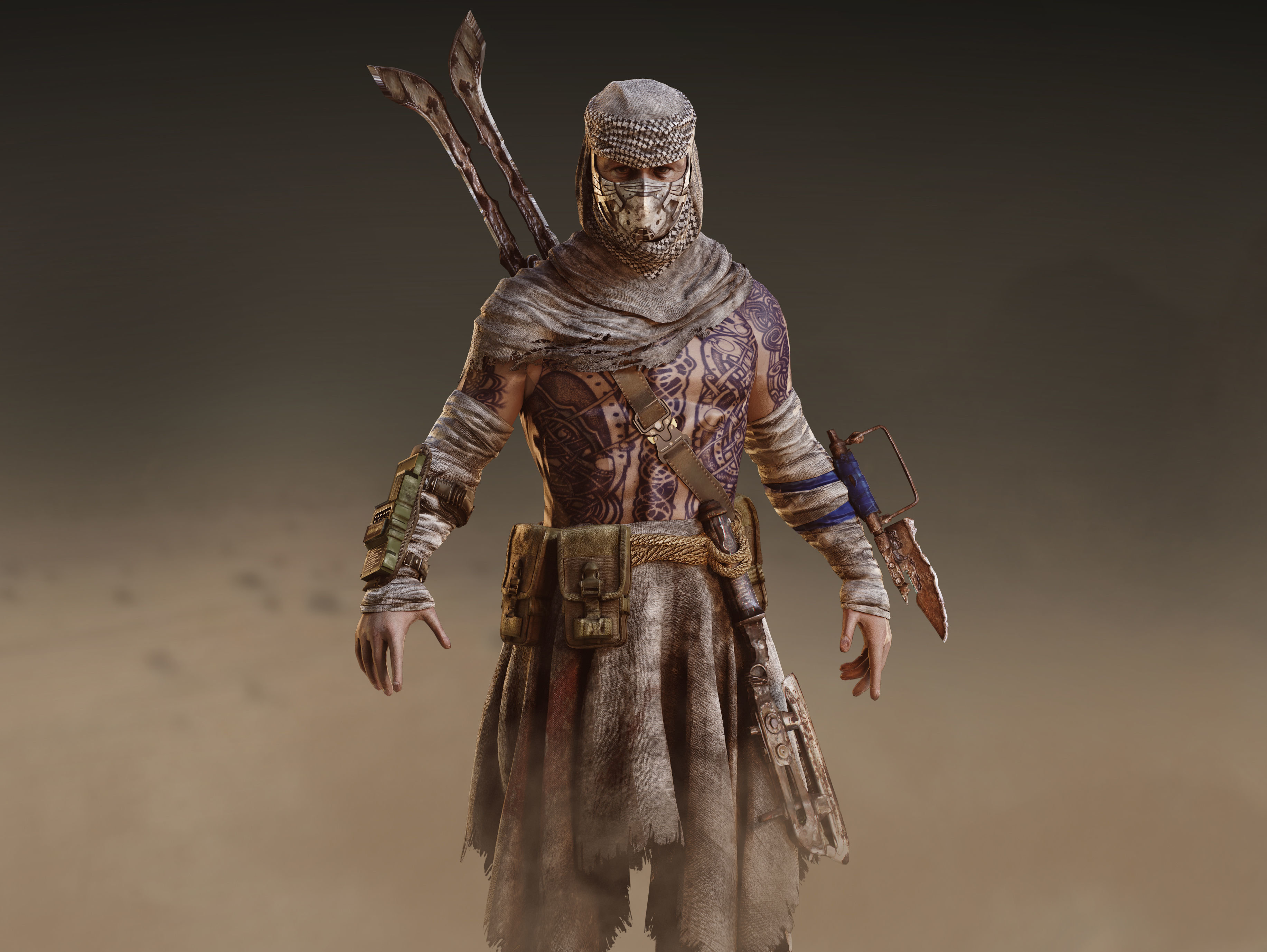 Post Apocalyptic Man Low-poly 3D model_2