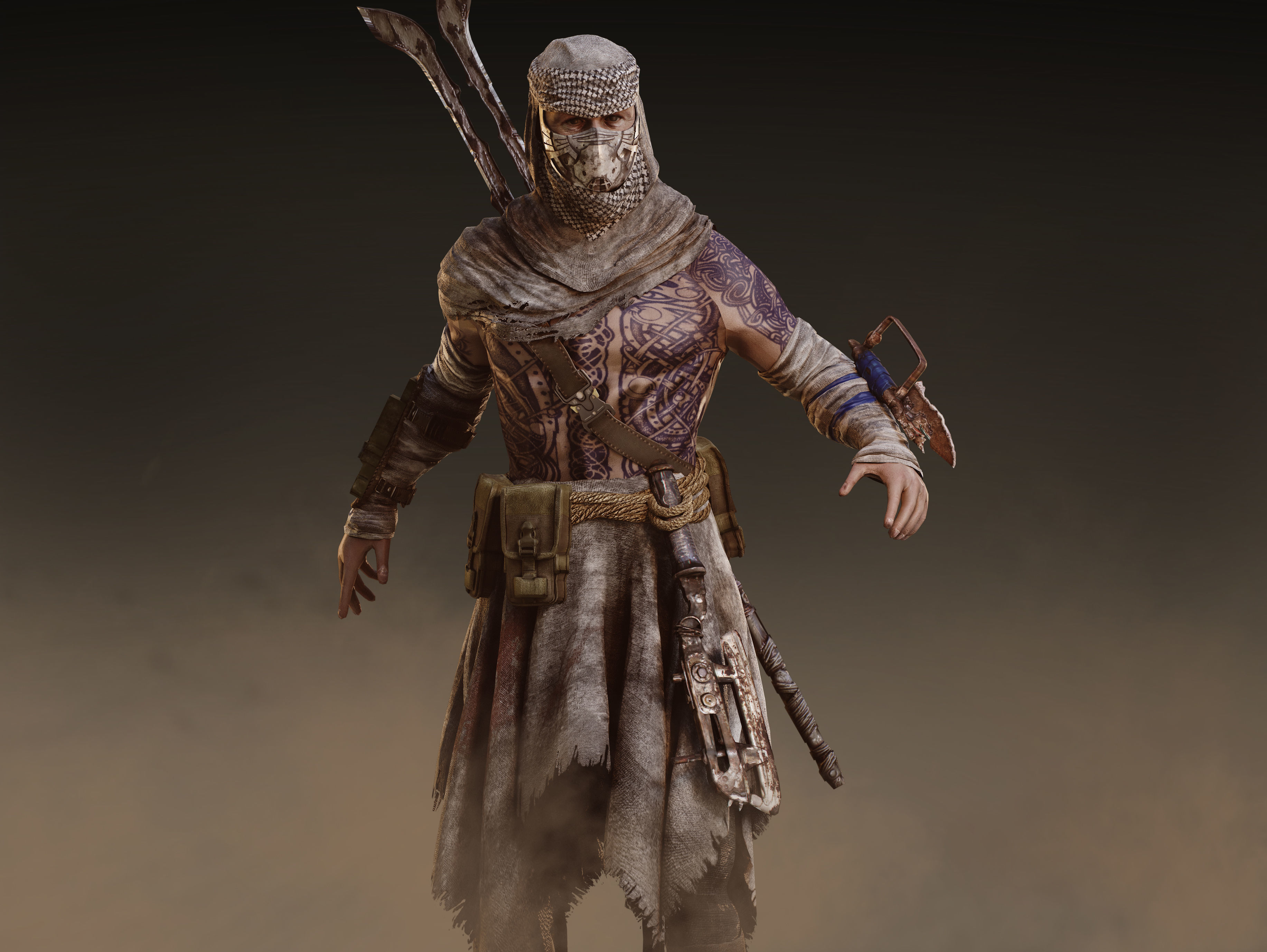 Post Apocalyptic Man Low-poly 3D model_5