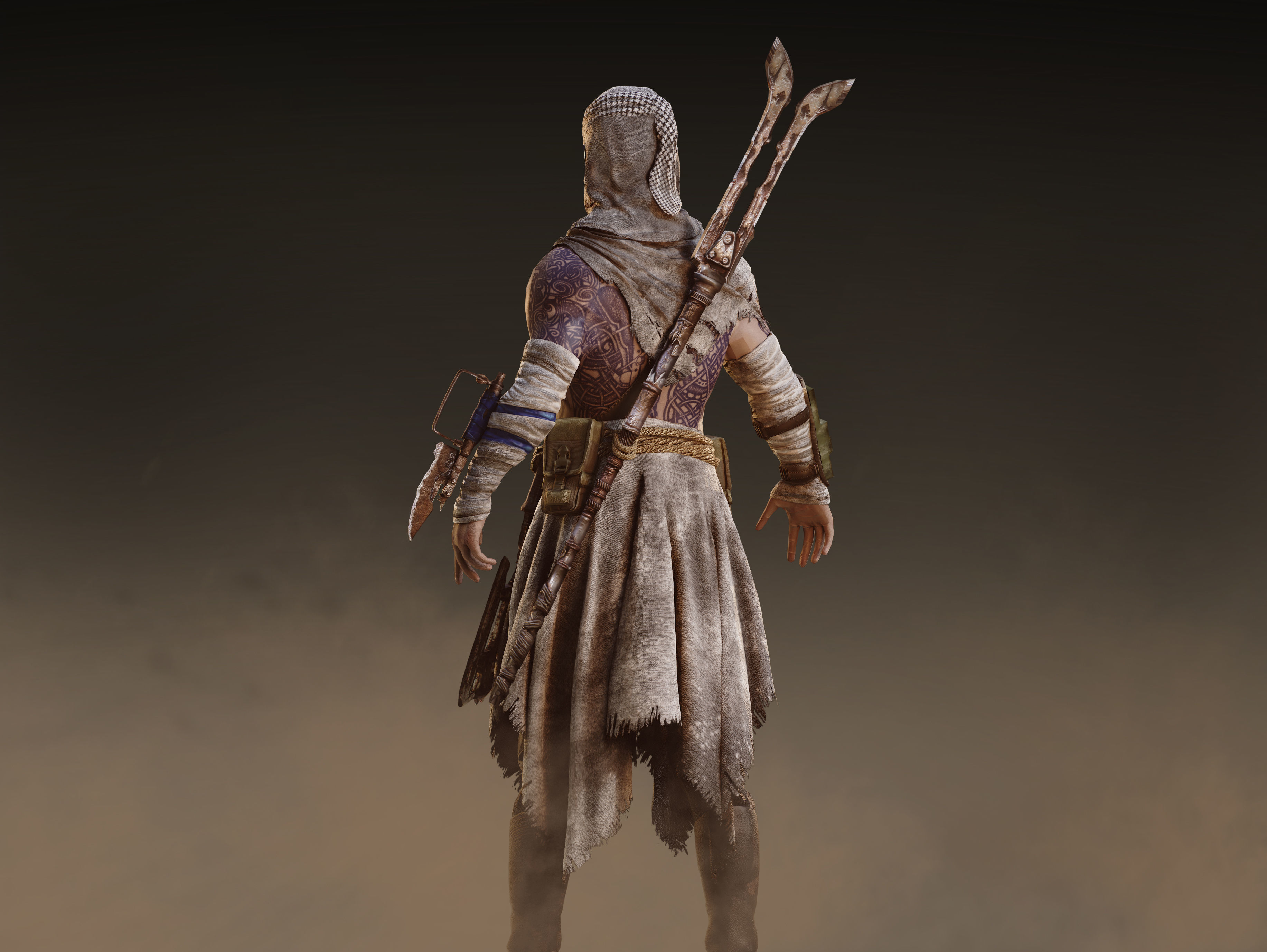 Post Apocalyptic Man Low-poly 3D model_4