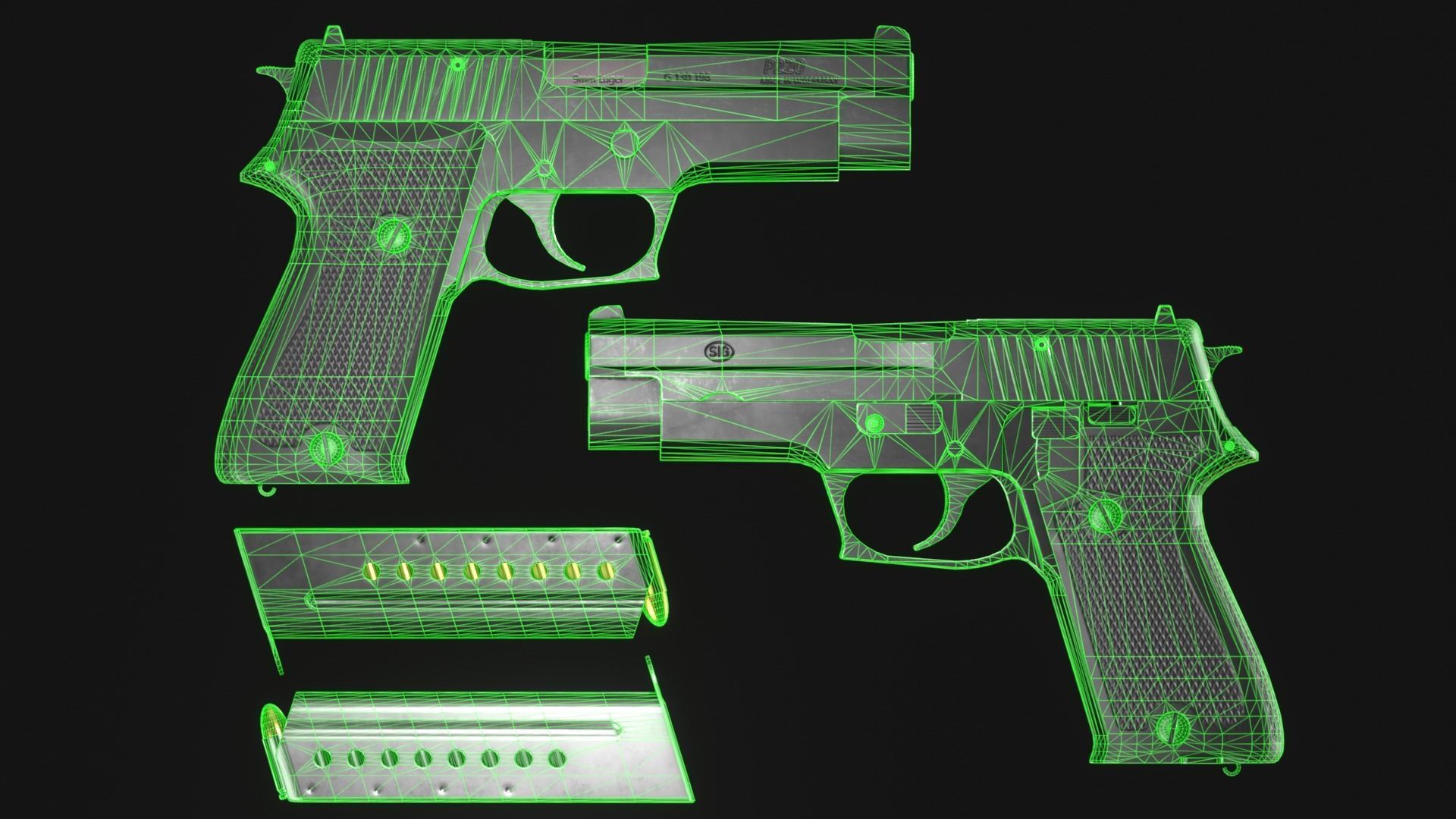 SIG Sauer P220 9mm - Pistole 75 - Minebea P9 - Game Asset Low-poly 3D model_3