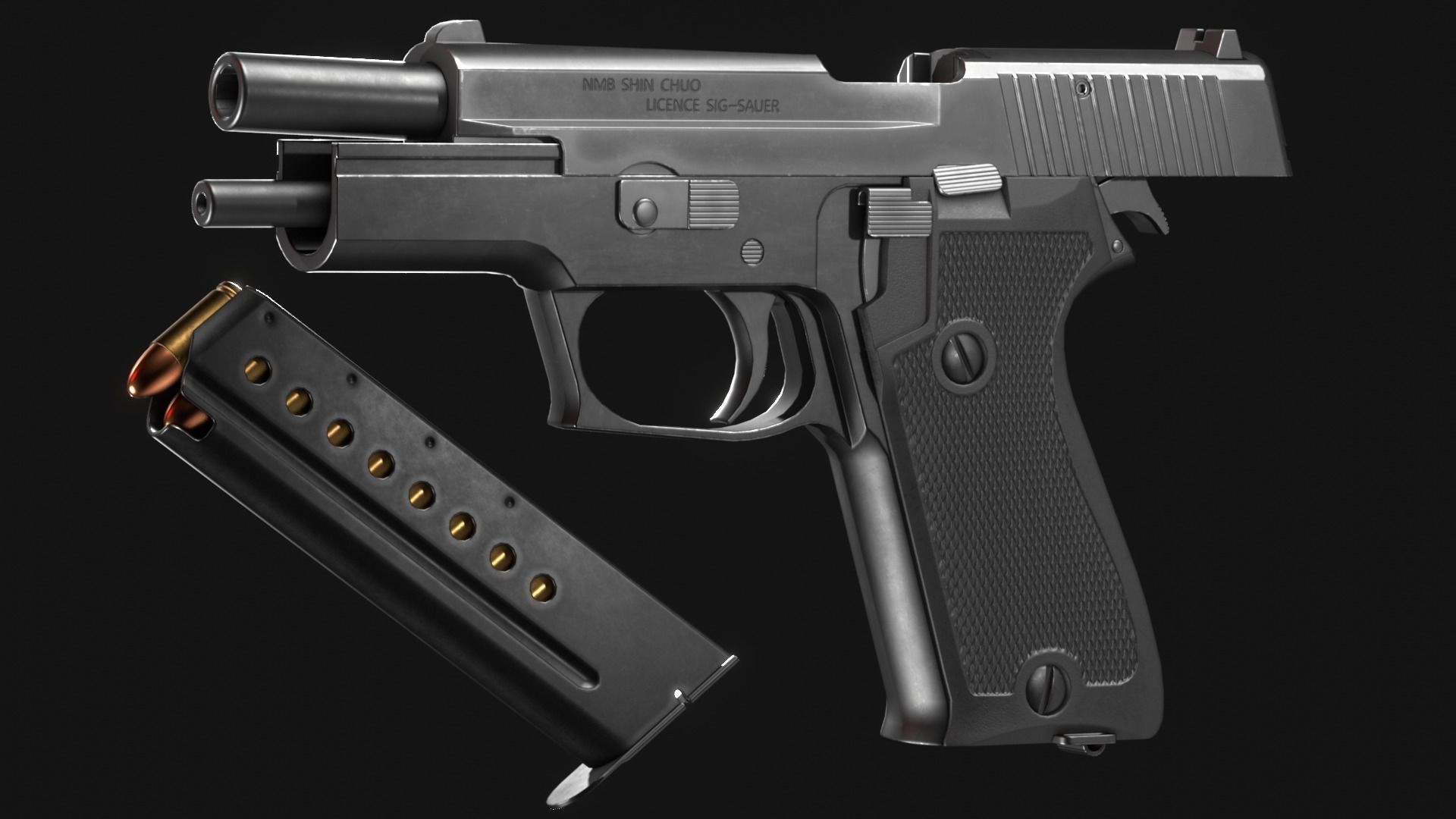 SIG Sauer P220 9mm - Pistole 75 - Minebea P9 - Game Asset Low-poly 3D model_12