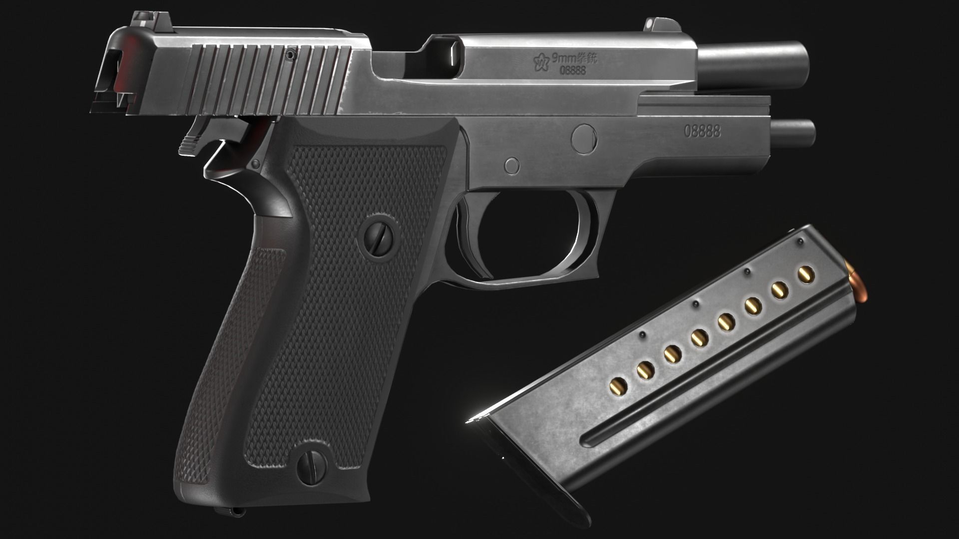 SIG Sauer P220 9mm - Pistole 75 - Minebea P9 - Game Asset Low-poly 3D model_14