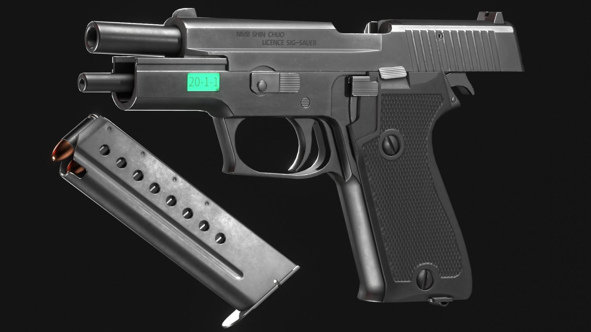 SIG Sauer P220 9mm - Pistole 75 - Minebea P9 - Game Asset Low-poly 3D model_13