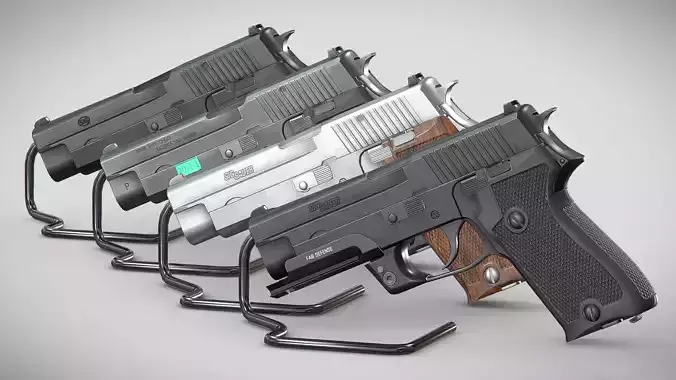 SIG Sauer P220 9mm - Pistole 75 - Minebea P9 - Game Asset Low-poly 3D model
