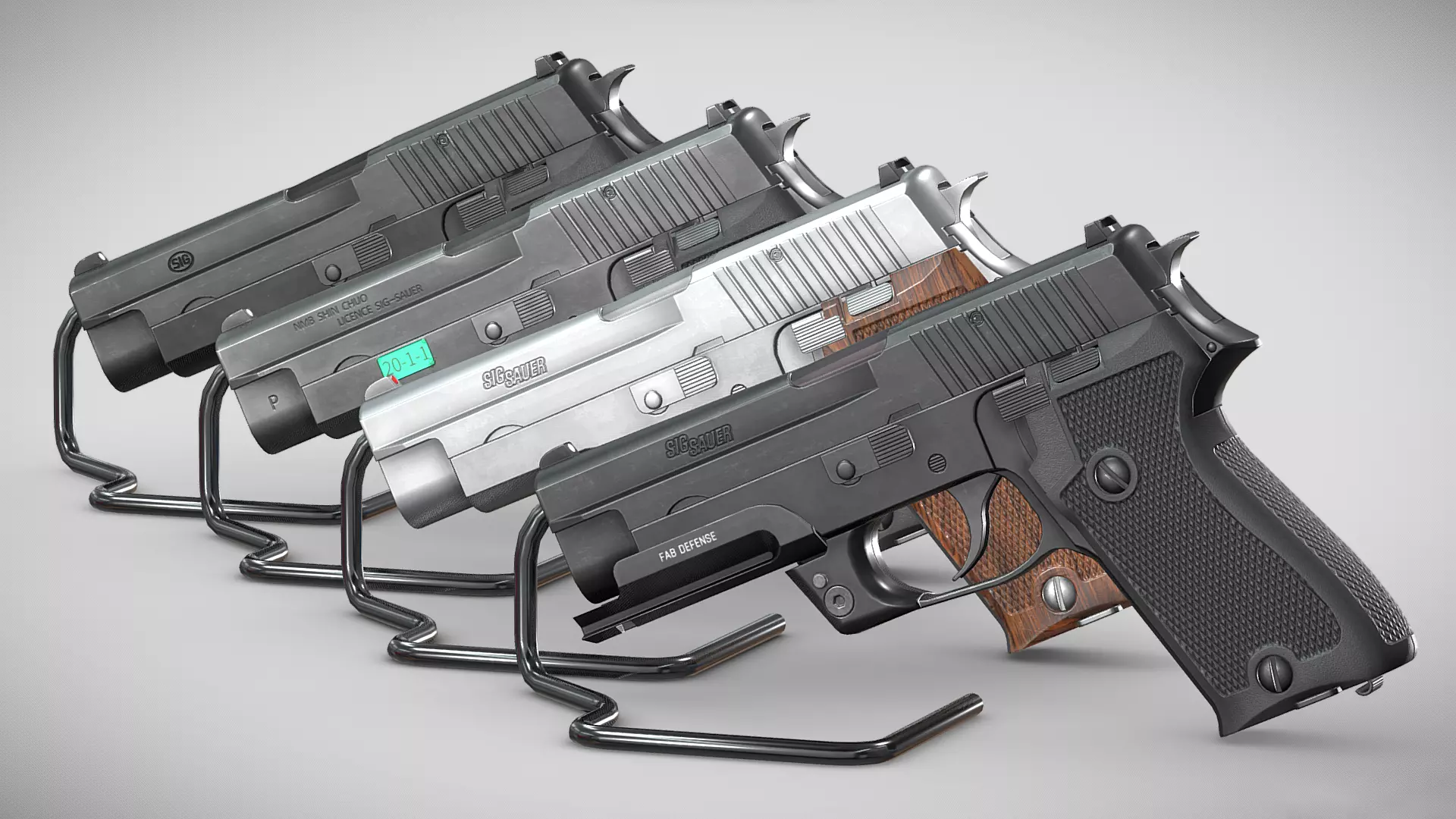 SIG Sauer P220 9mm - Pistole 75 - Minebea P9 - Game Asset Low-poly 3D model_0