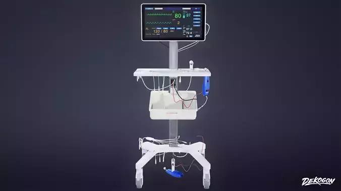 HOSPITAL - ECG Machine 01 - LOW POLY Low-poly 3D model