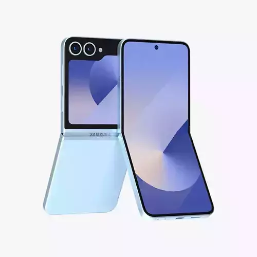 Samsung Galaxy Z Flip 6 Blue Low-poly 3D model