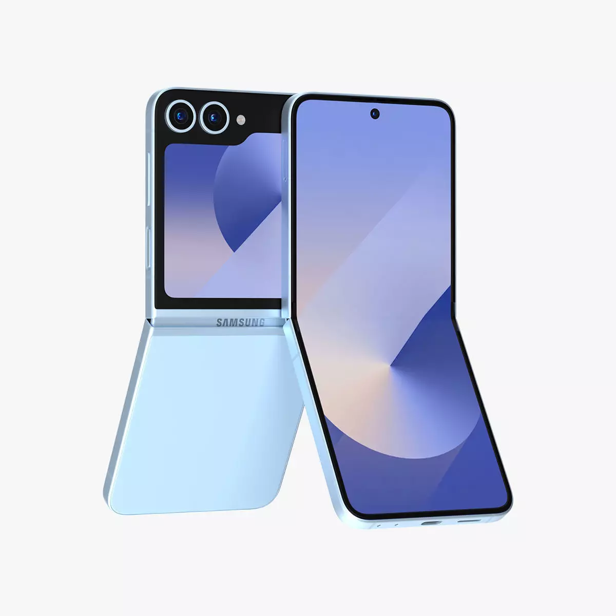 Samsung Galaxy Z Flip 6 Blue Low-poly 3D model_0