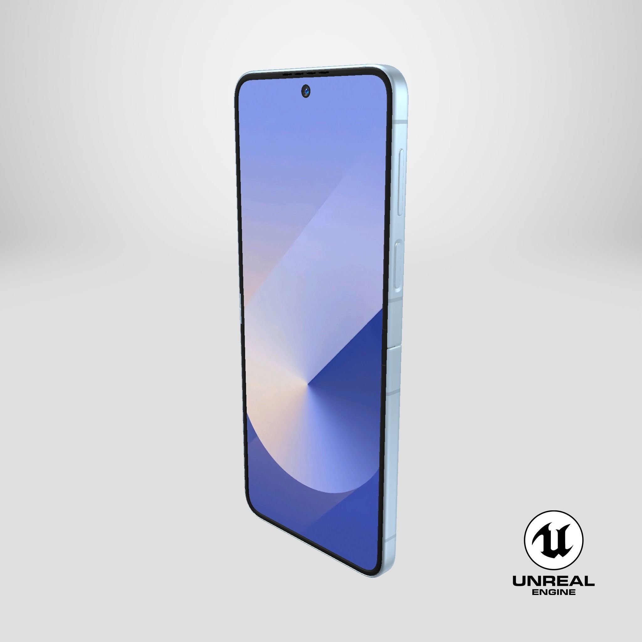 Samsung Galaxy Z Flip 6 Blue Low-poly 3D model_26