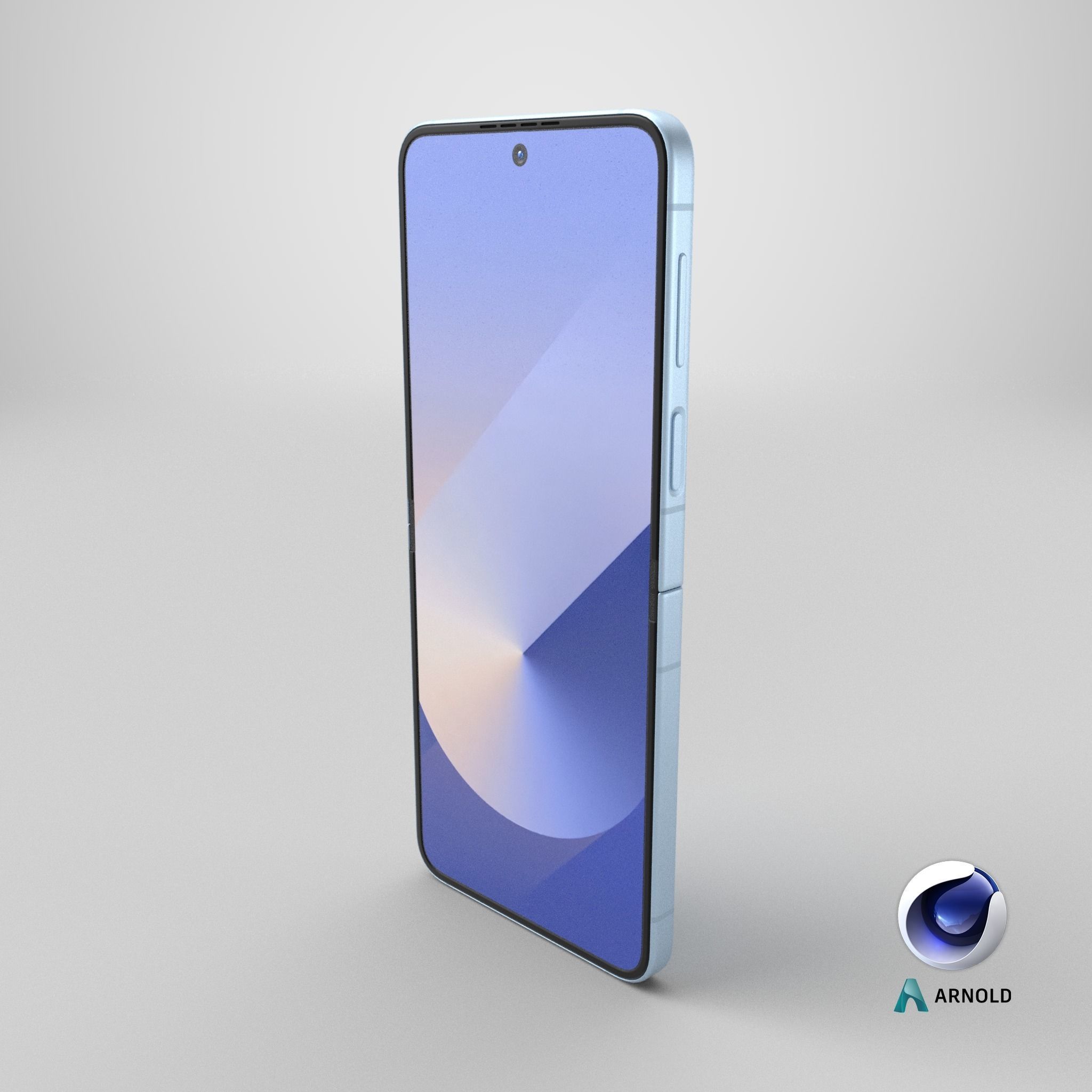 Samsung Galaxy Z Flip 6 Blue Low-poly 3D model_20