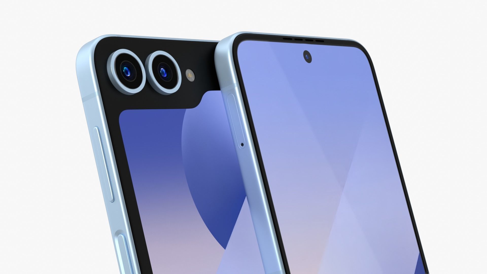 Samsung Galaxy Z Flip 6 Blue Low-poly 3D model_4