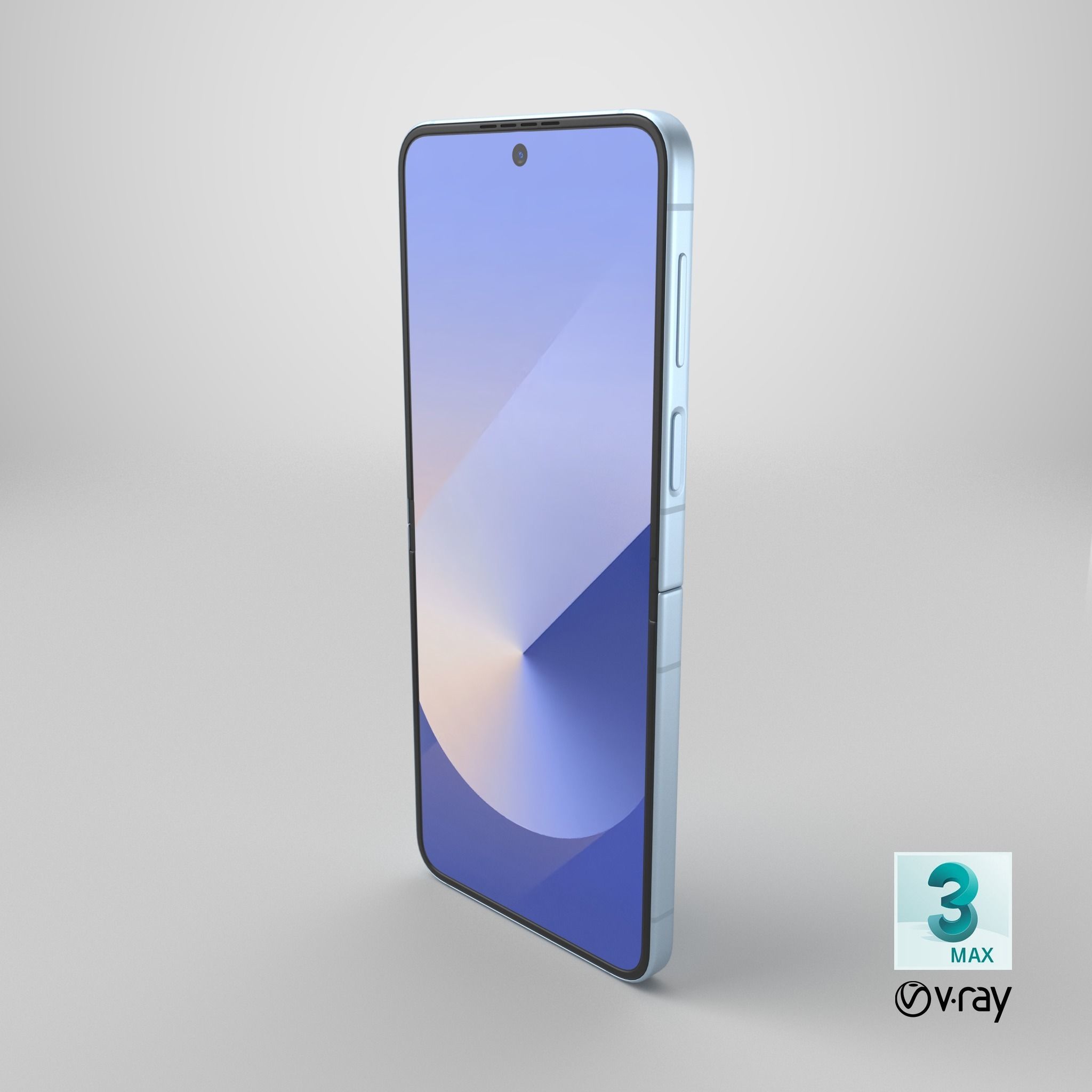 Samsung Galaxy Z Flip 6 Blue Low-poly 3D model_23