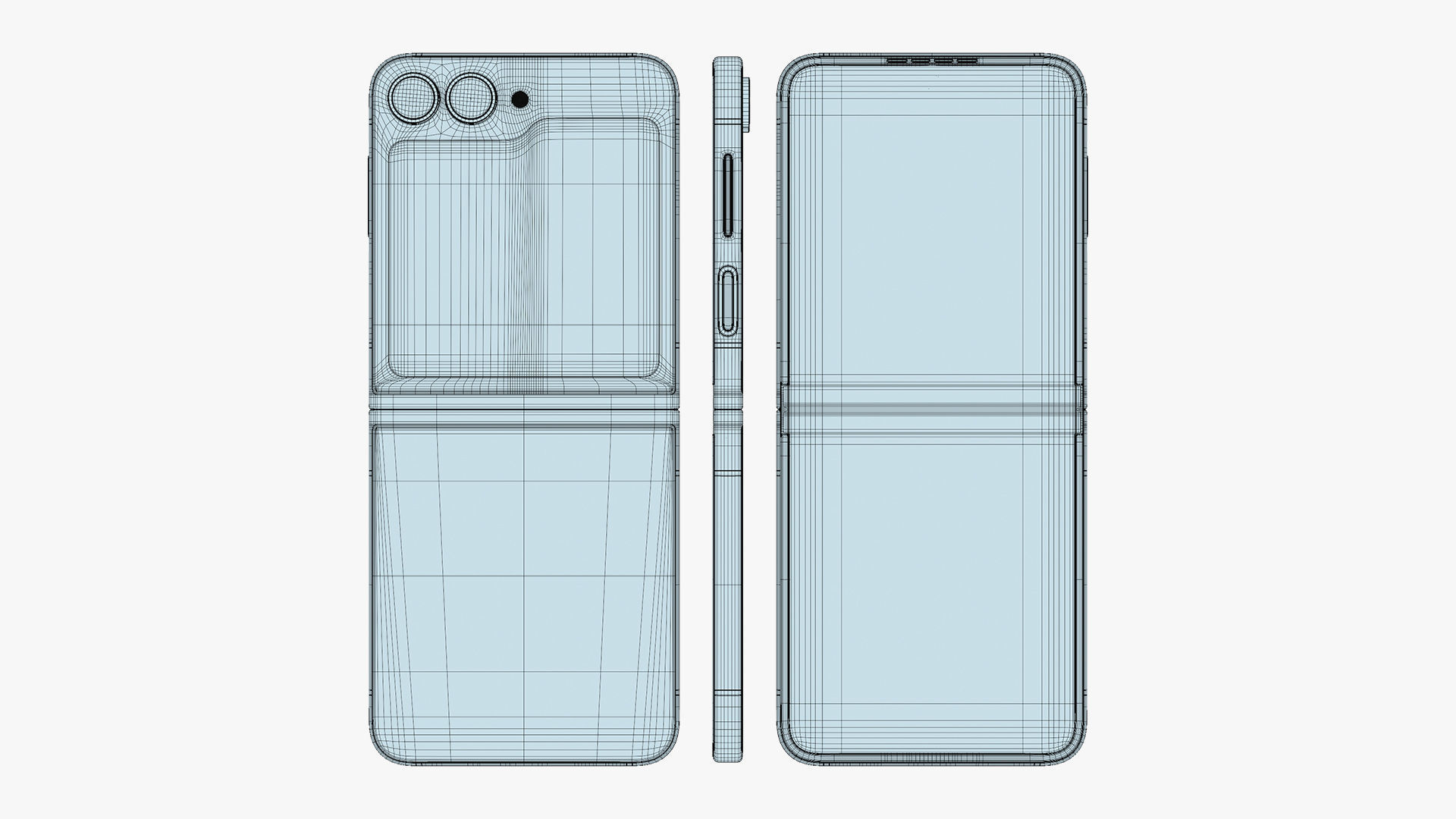 Samsung Galaxy Z Flip 6 Blue Low-poly 3D model_14