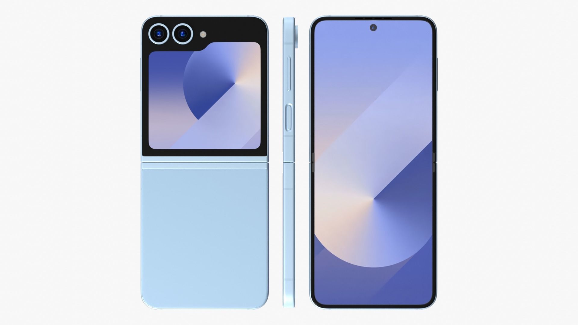 Samsung Galaxy Z Flip 6 Blue Low-poly 3D model_3