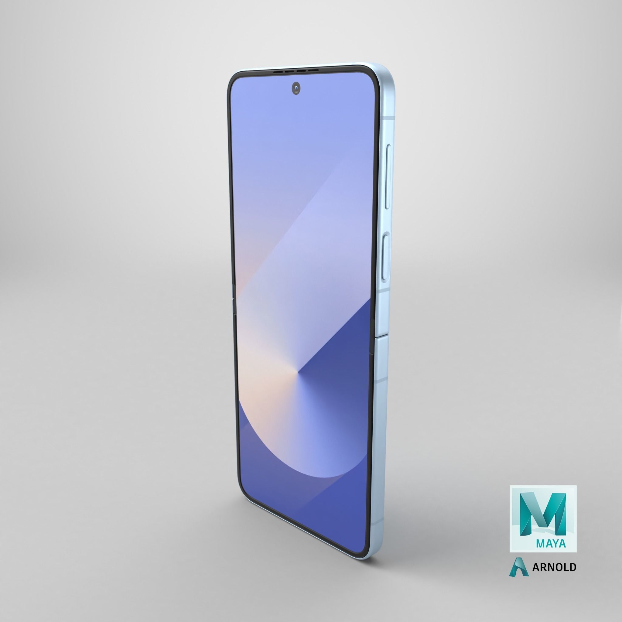 Samsung Galaxy Z Flip 6 Blue Low-poly 3D model_24