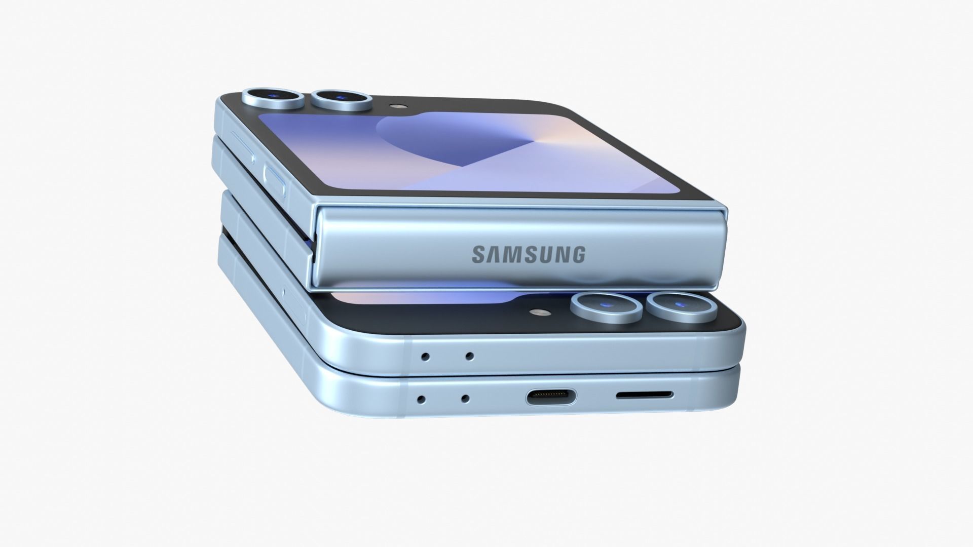 Samsung Galaxy Z Flip 6 Blue Low-poly 3D model_8