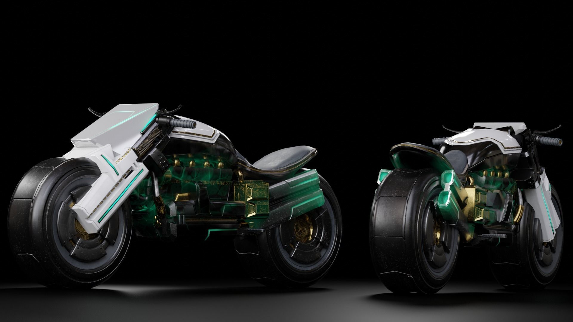 Futuristic Muscle Motorcycle - Andromeda Bike Low-poly 3D model_11