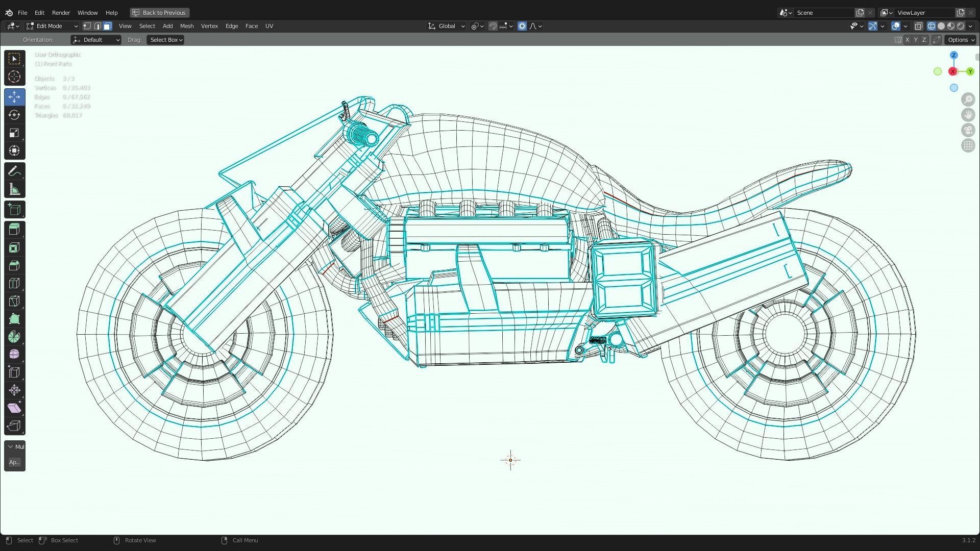 Futuristic Muscle Motorcycle - Andromeda Bike Low-poly 3D model_16