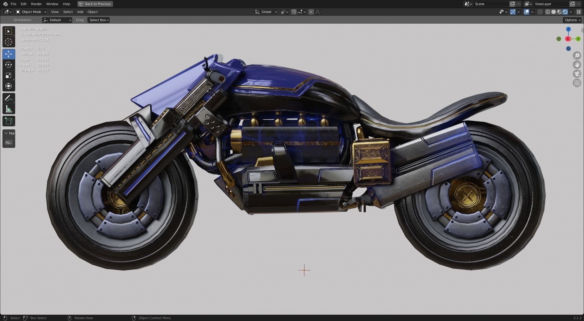 Futuristic Muscle Motorcycle - Andromeda Bike Low-poly 3D model_12